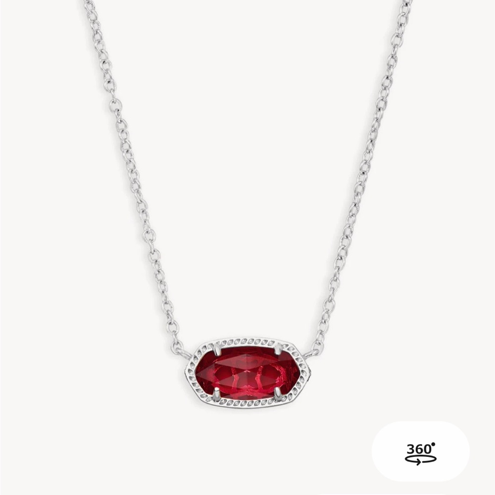 Elisa Silver Pendant Necklace in Berry Glass